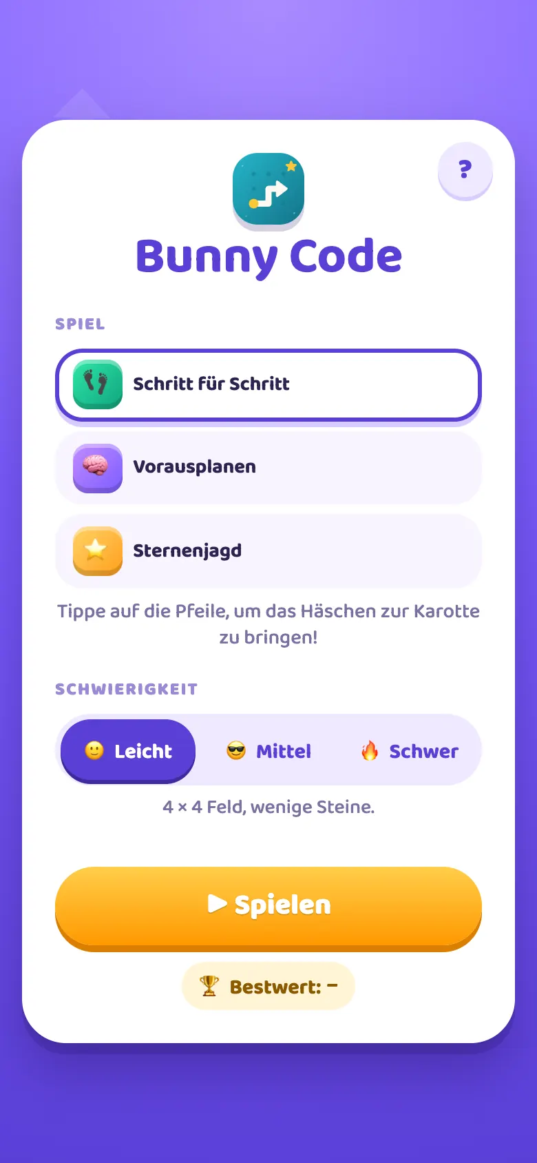 Bunny Code: Startbildschirm