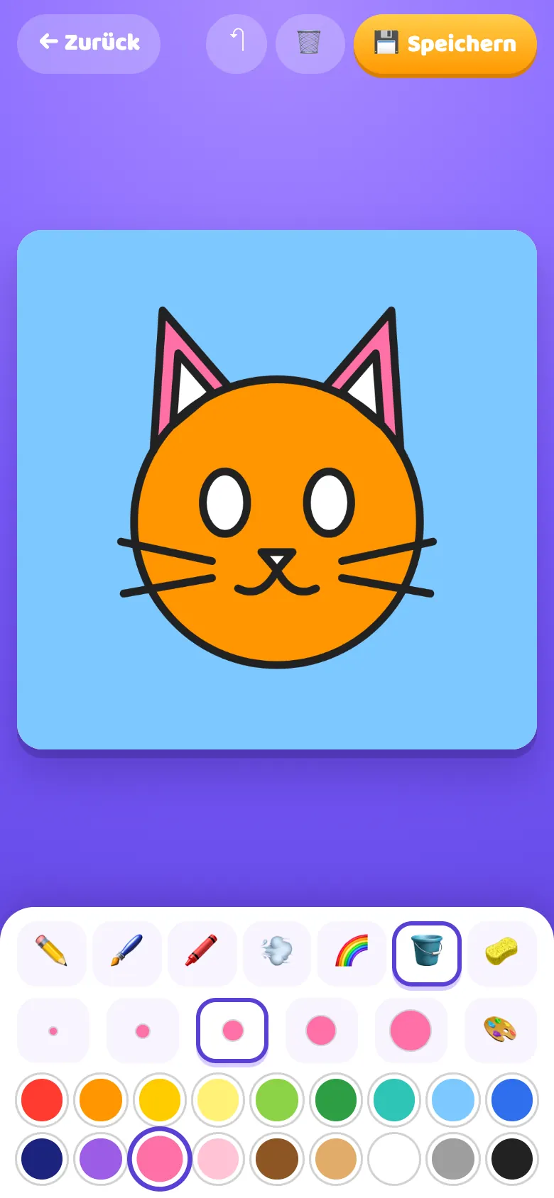 Doodle Moon beim Spielen: Bilder ausmalen oder eigene malen.