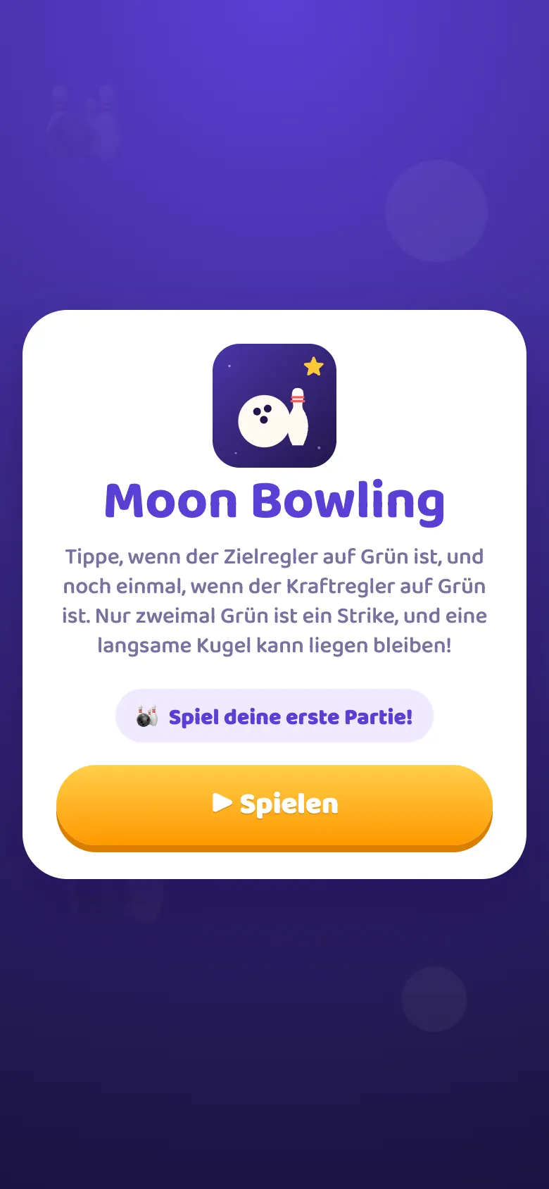 Moon Bowling: Startbildschirm