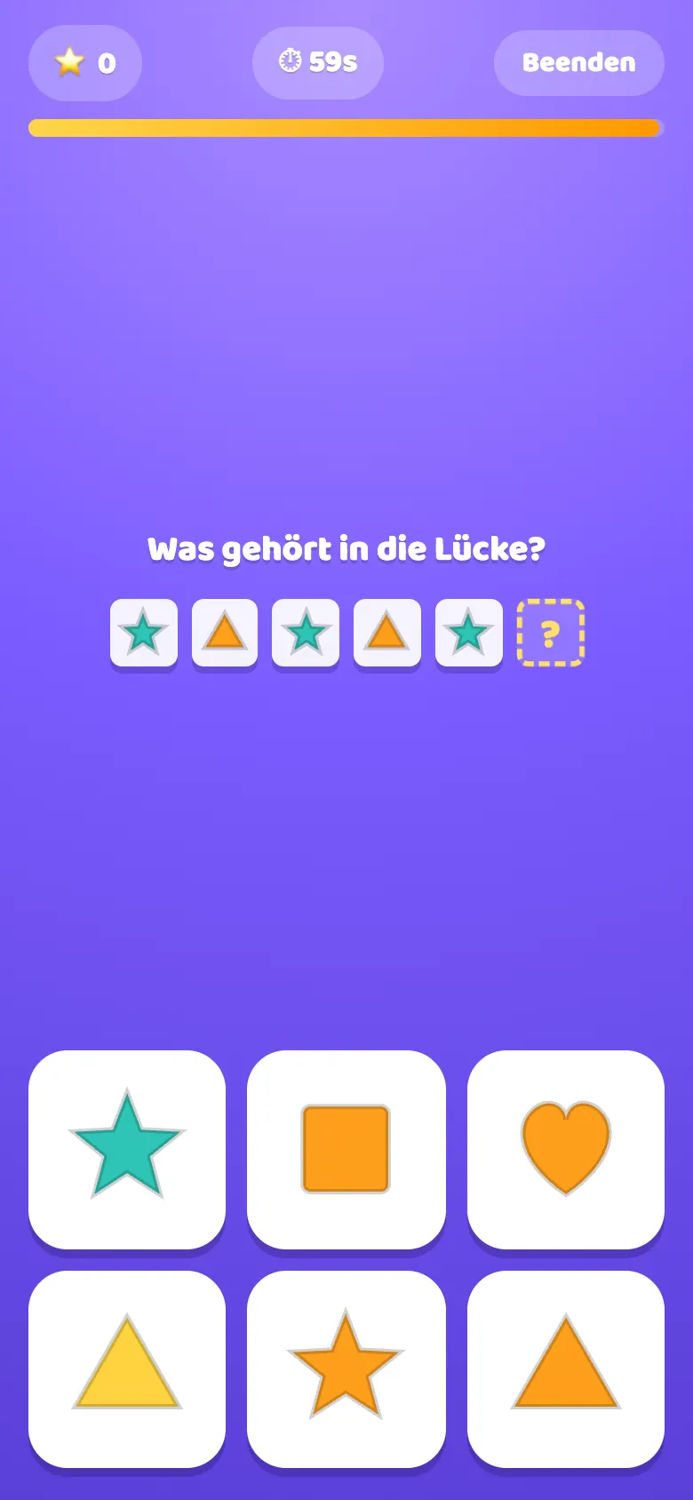 Shape Detective beim Spielen: Die passende Form entdecken und das fehlende Teil finden.