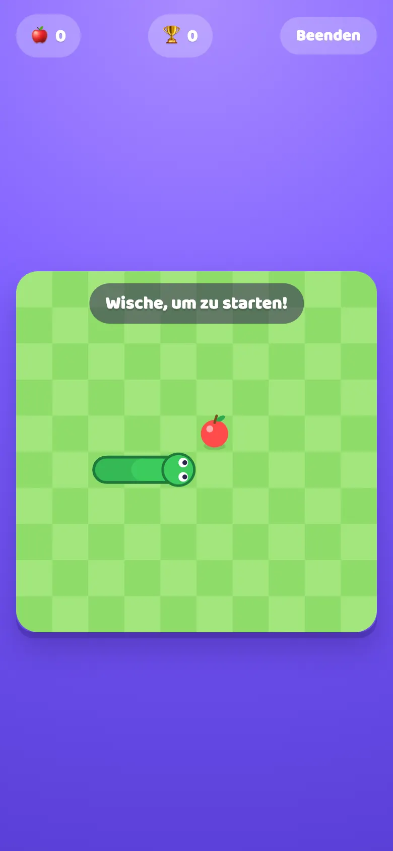 Snacky Snake beim Spielen: Die Schlange mit Wischen lenken und die Äpfel futtern.