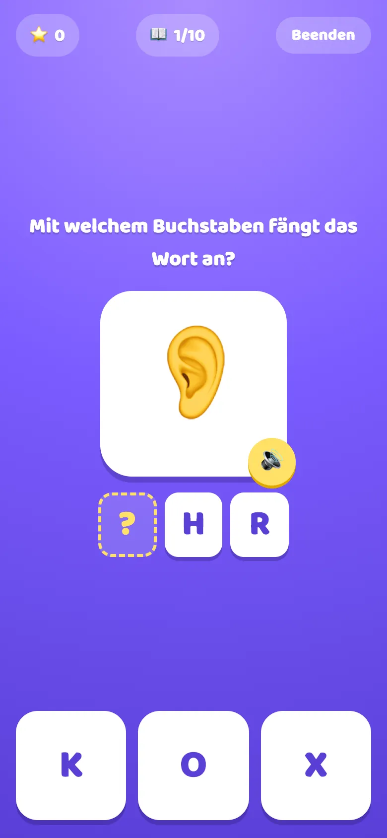 Wizzy Words beim Spielen: Spiele mit Buchstaben und Wörtern.