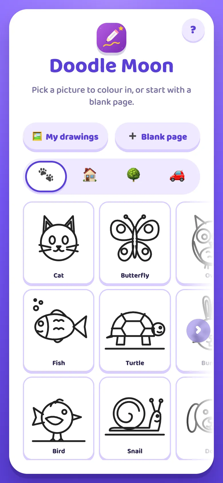 Doodle Moon start screen
