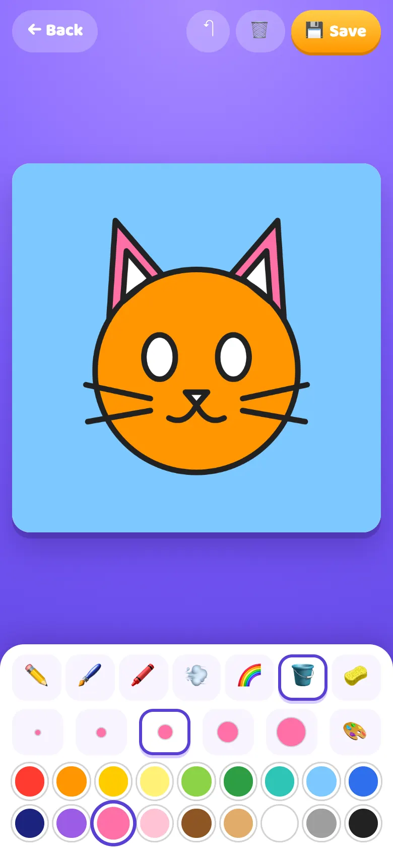 Doodle Moon in play: Colour in pictures or draw your own.