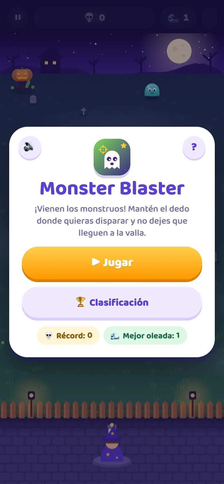 Monster Blaster: pantalla de inicio