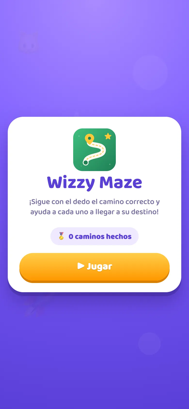 Wizzy Maze: pantalla de inicio