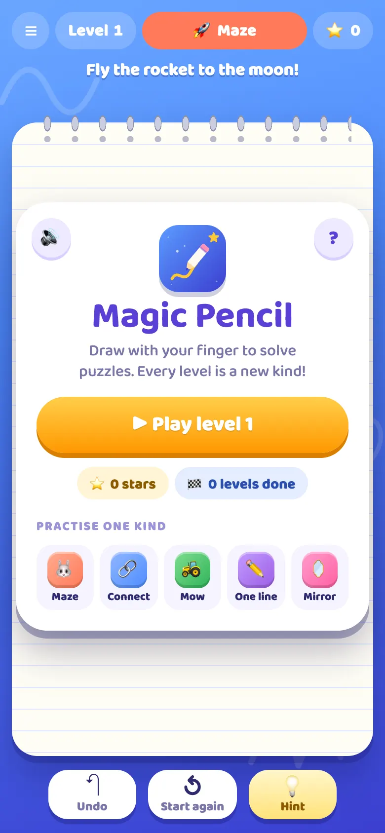 Magic Pencil start screen