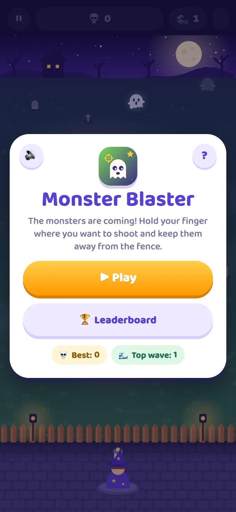 Monster Blaster start screen