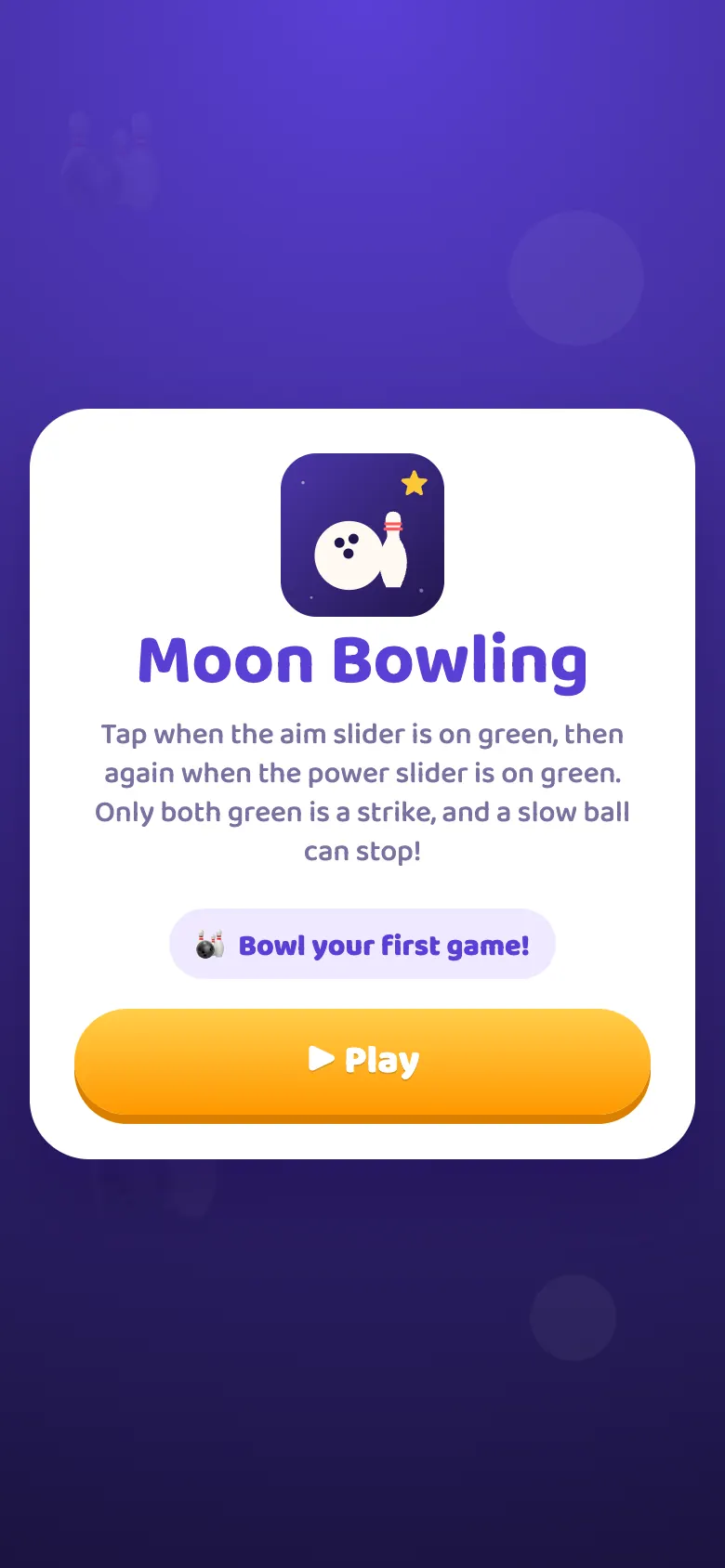 Moon Bowling start screen