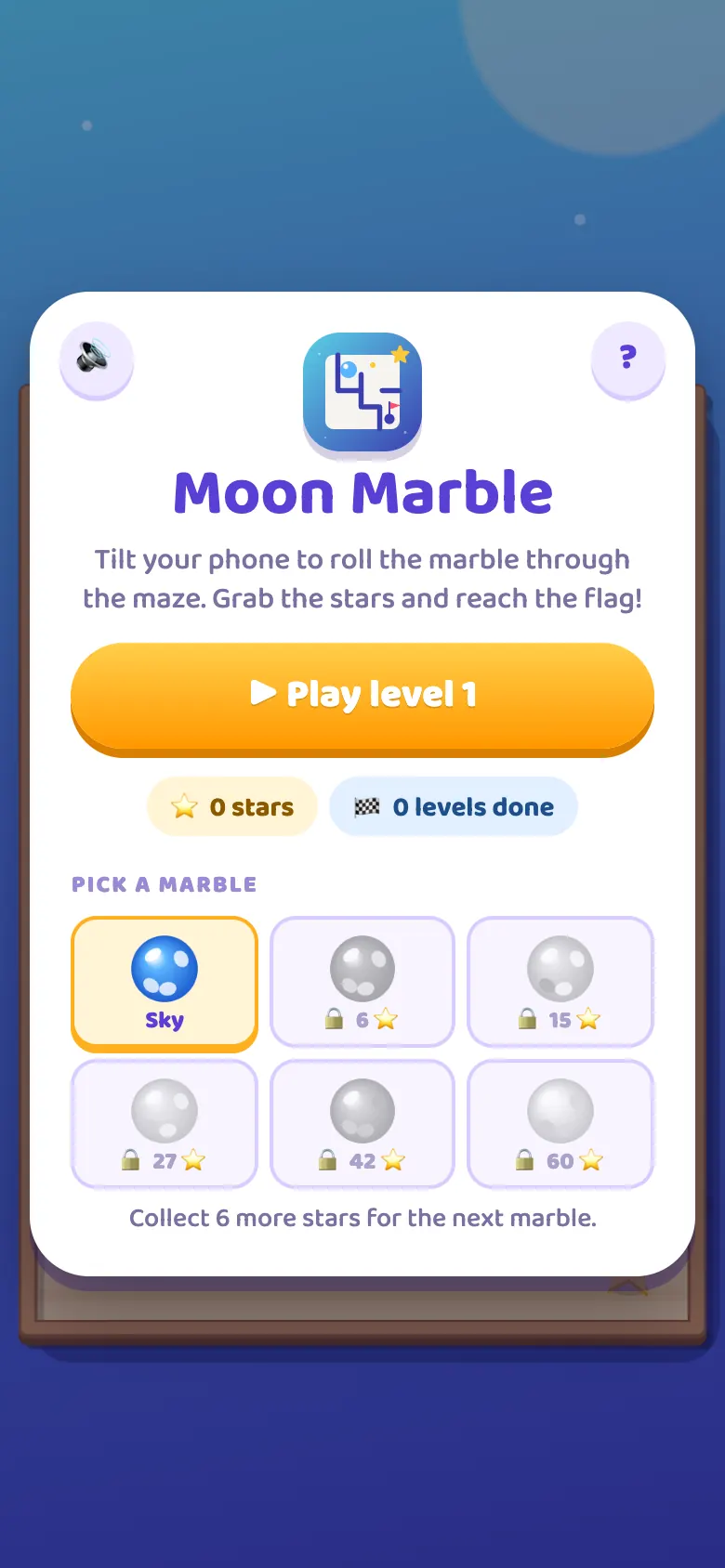Moon Marble start screen