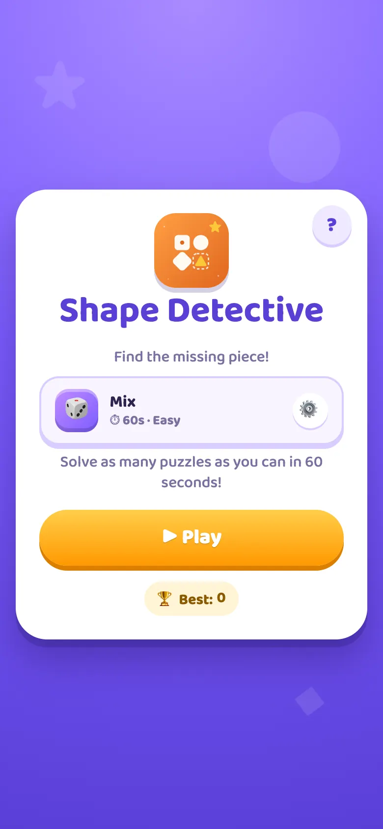 Shape Detective start screen