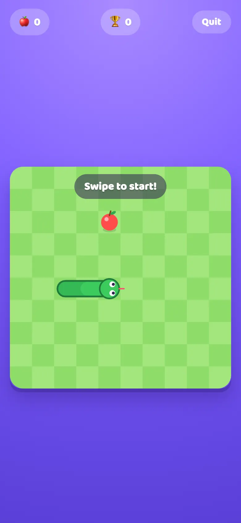 Snacky Snake in play: Swipe to steer the snake and gobble the apples.