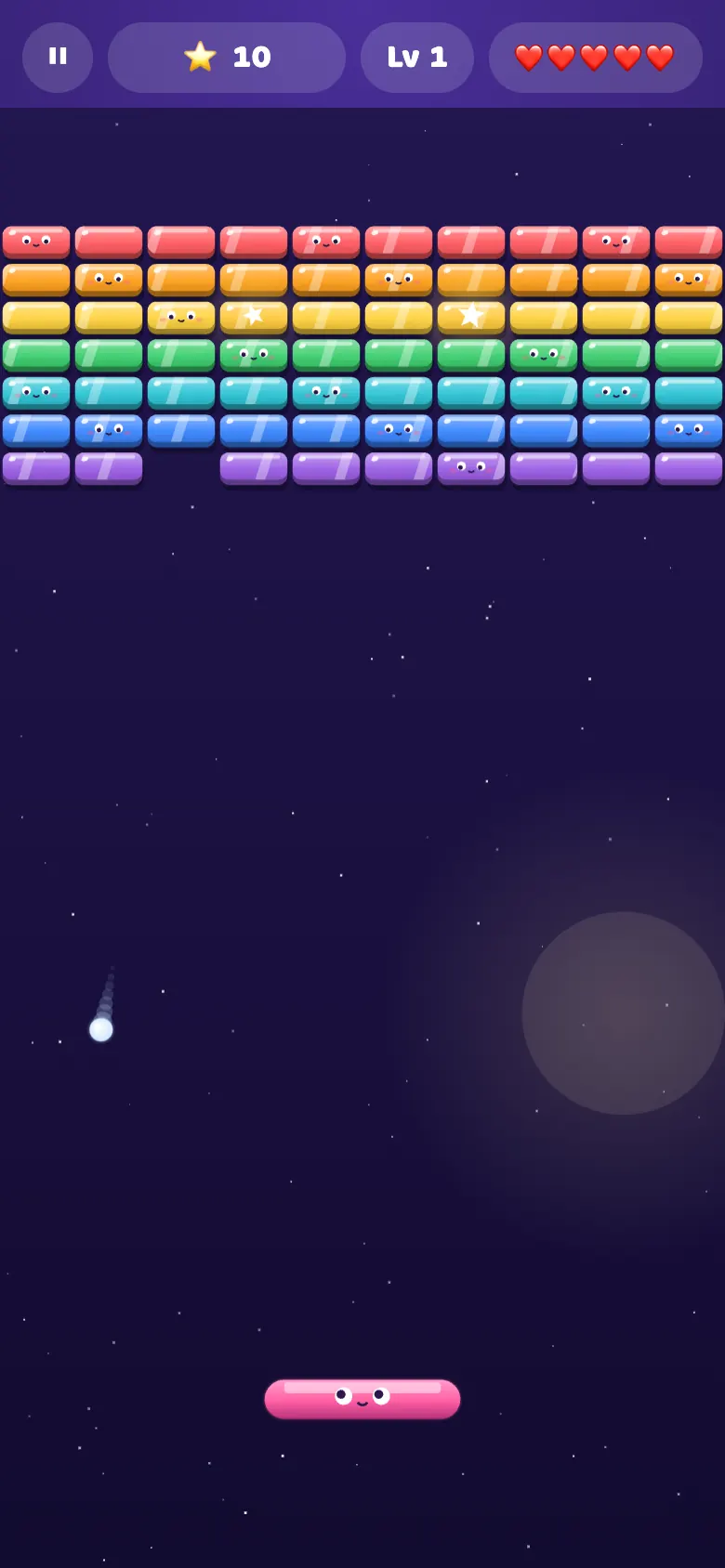 Wizzy Bricks in play: Bounce the ball, smash the bricks and catch power-ups.