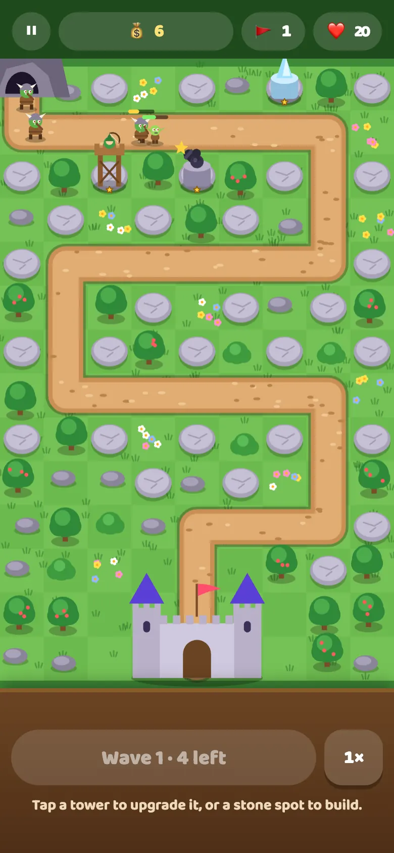 Wizzy Towers in play: Build towers along the path and stop wave after wave of orcs and trolls.